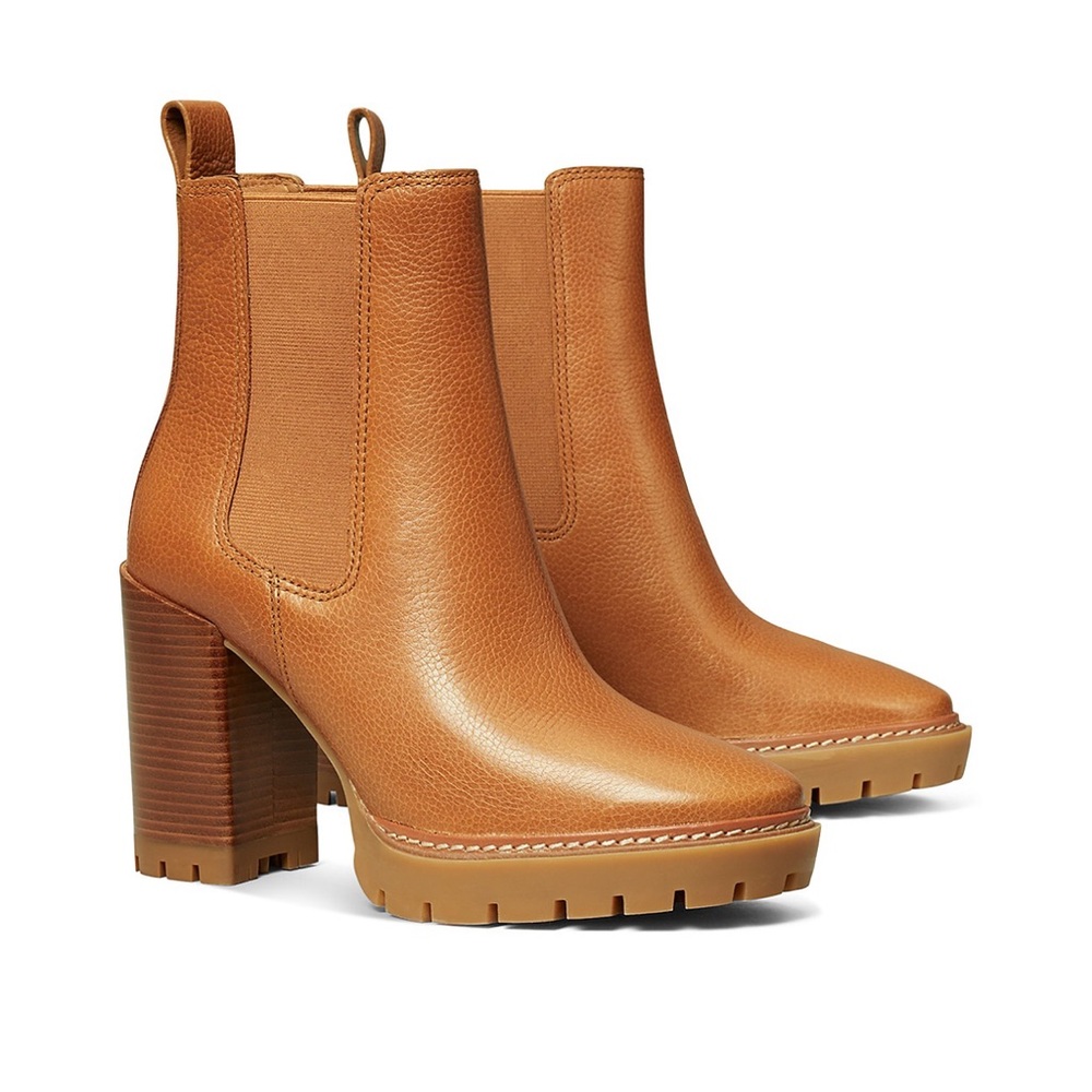 Tory Burch Camel Lug Ankle Boots